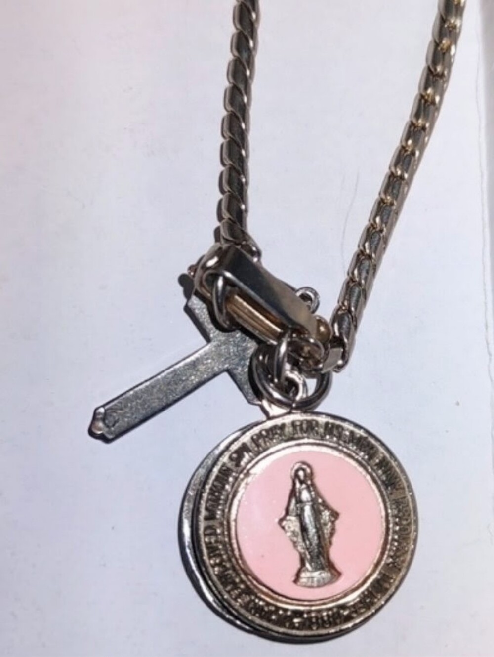Virgin Mary Prayer Charm on Old Vintage Gold Bracelet